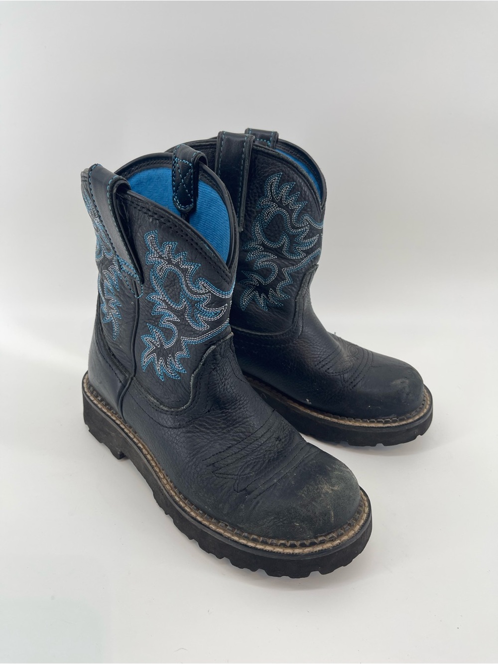 Ariat Big Kids Black Blue Western Cowboy Boots Blue 5.5B Camping Utility Farm